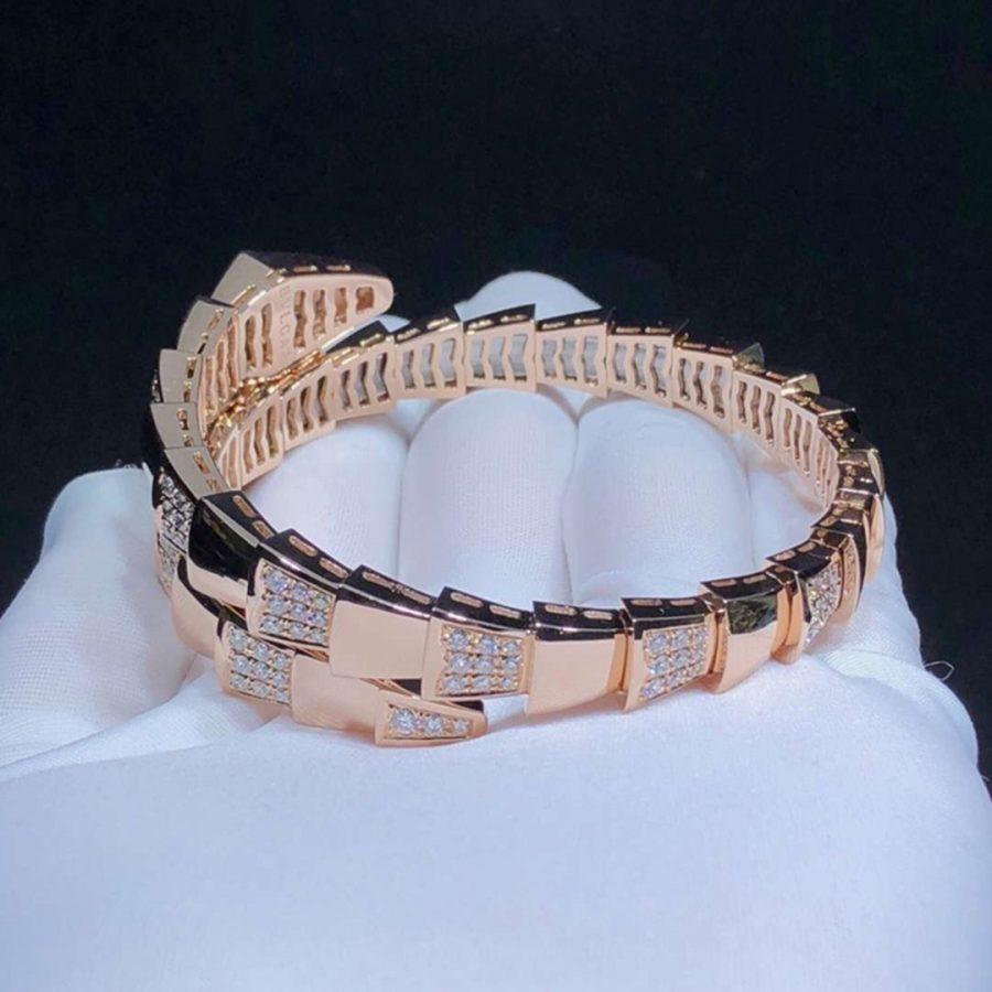 Pomuse SERPENTI WIDE BRACELET PINK GOLD DIAMOND