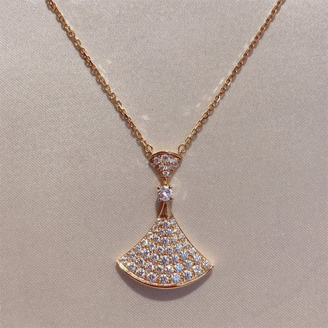 Pomuse DREAM NECKLACE PINK GOLD FULL DIAMOND