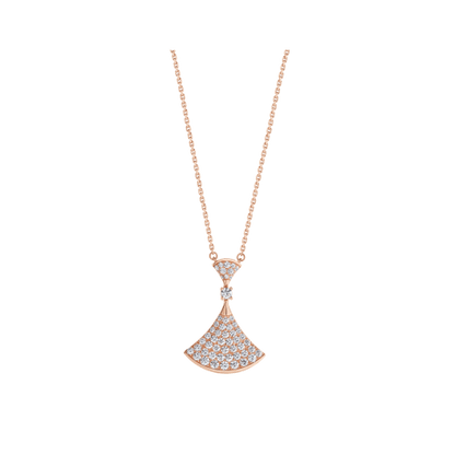 Pomuse DREAM NECKLACE PINK GOLD FULL DIAMOND