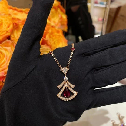 Pomuse DREAM NECKLACE CARNELIAN DIAMOND PINK GOLD