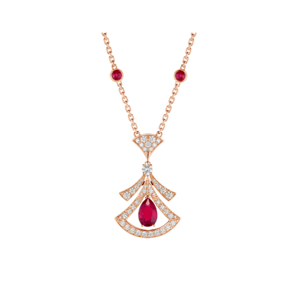 Pomuse DREAM NECKLACE CARNELIAN DIAMOND PINK GOLD