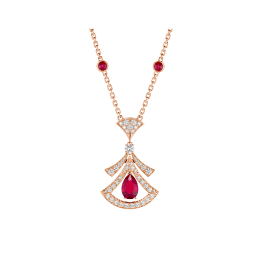 Pomuse DREAM NECKLACE CARNELIAN DIAMOND PINK GOLD
