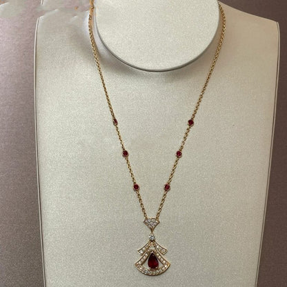 Pomuse DREAM NECKLACE CARNELIAN DIAMOND PINK GOLD