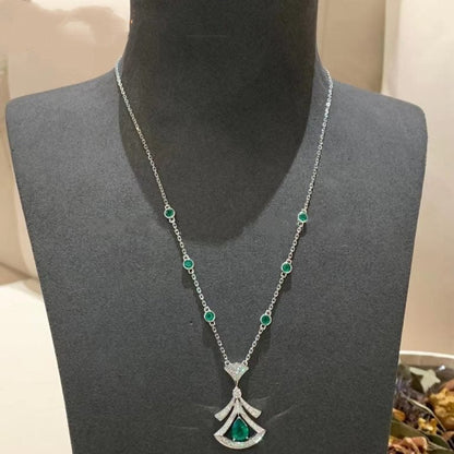 Pomuse DREAM NECKLACE MALACHITE DIAMOND SILVER