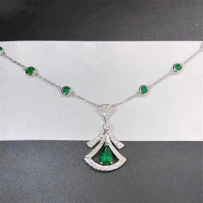Pomuse DREAM NECKLACE MALACHITE DIAMOND SILVER
