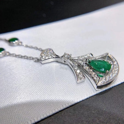 Pomuse DREAM NECKLACE MALACHITE DIAMOND SILVER