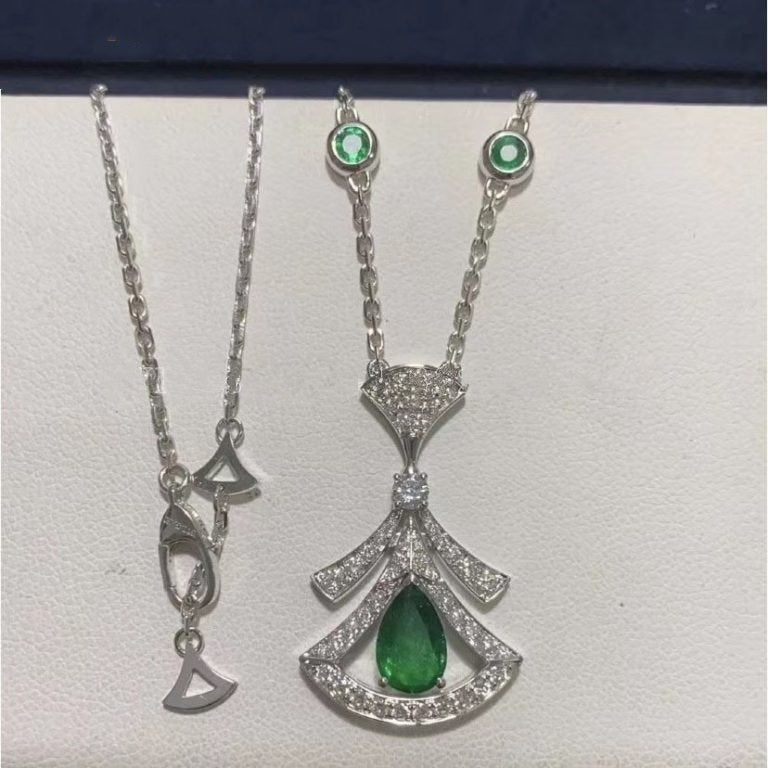 Pomuse DREAM NECKLACE MALACHITE DIAMOND SILVER