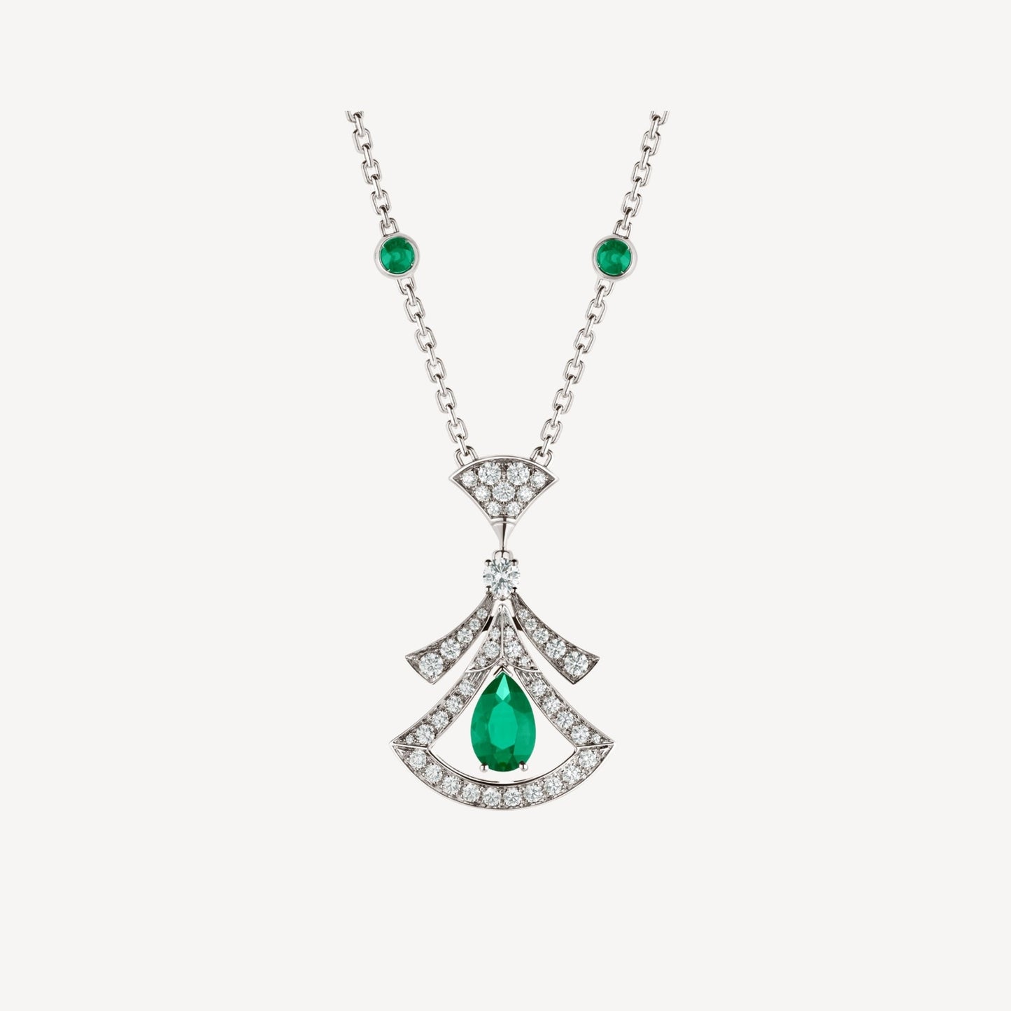 Pomuse DREAM NECKLACE MALACHITE DIAMOND SILVER