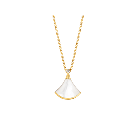 Pomuse DREAM NECKLACE WHITE MOP GOLD 1 DIAMOND