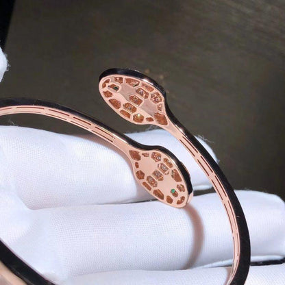 Pomuse SERPENTI BRACELET PINK GOLD MALACHITE DIAMOND DOUBLE SNAKE