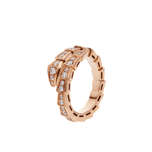 Pomuse SERPENTI RING PINK GOLD DIAMOND PAVED 4MM