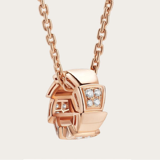 Pomuse SERPENTI PEDANT DIAMOND PINK GOLD NECKLACE