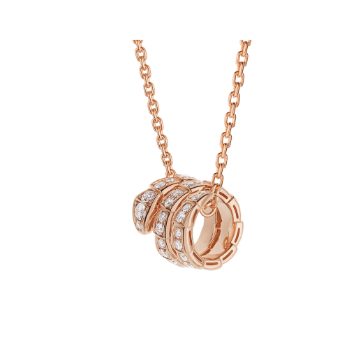 Pomuse SERPENTI PINK GOLD NECKLACE DOUBLE RING DIAMOND