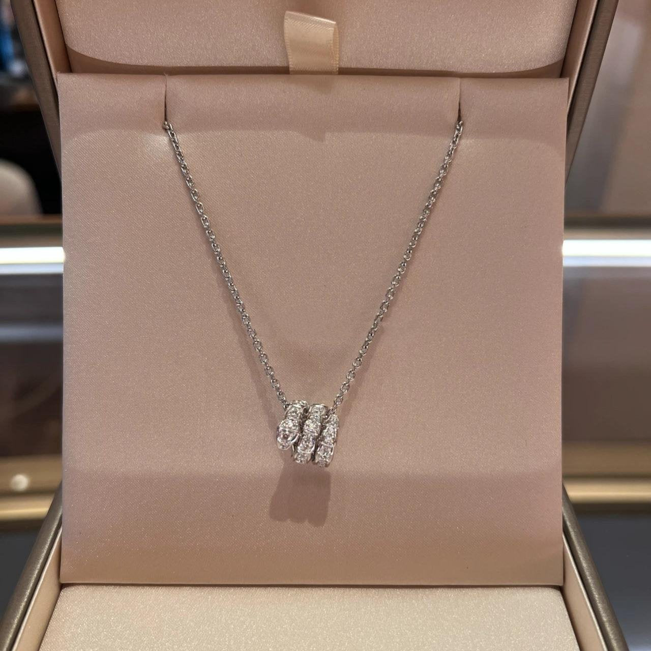 Pomuse SERPENTI  NECKLACE DOUBLE RING DIAMOND