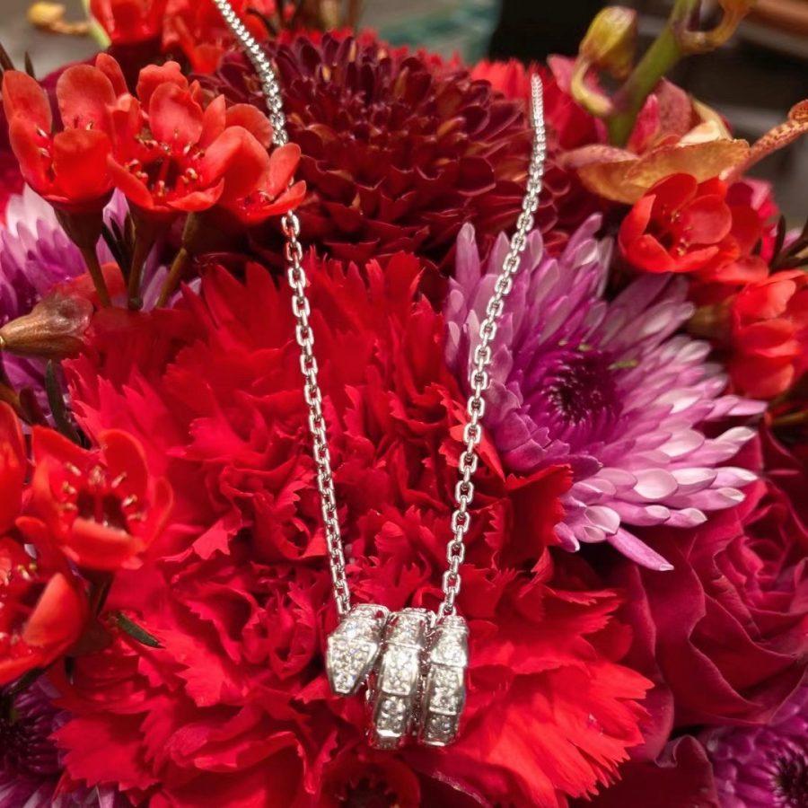 Pomuse SERPENTI  NECKLACE DOUBLE RING DIAMOND
