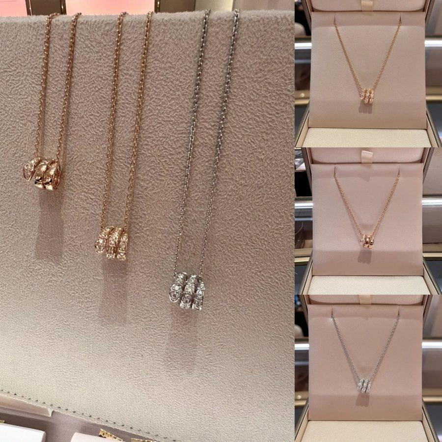 Pomuse SERPENTI  NECKLACE DOUBLE RING DIAMOND