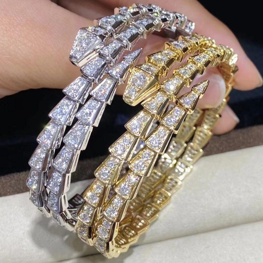 Pomuse SERPENTI BRACELET GOLD DIAMOND DOUBLE ROW