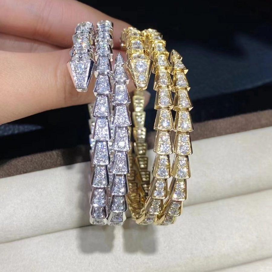 Pomuse SERPENTI BRACELET GOLD DIAMOND DOUBLE ROW