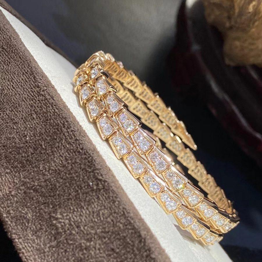 Pomuse SERPENTI BRACELET GOLD DIAMOND DOUBLE ROW
