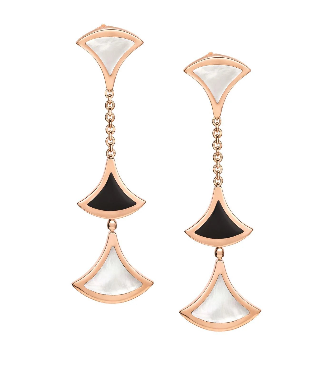 Pomuse DREAM EARRINGS 3 MOTIFS ONYX MOP PINK GOLD