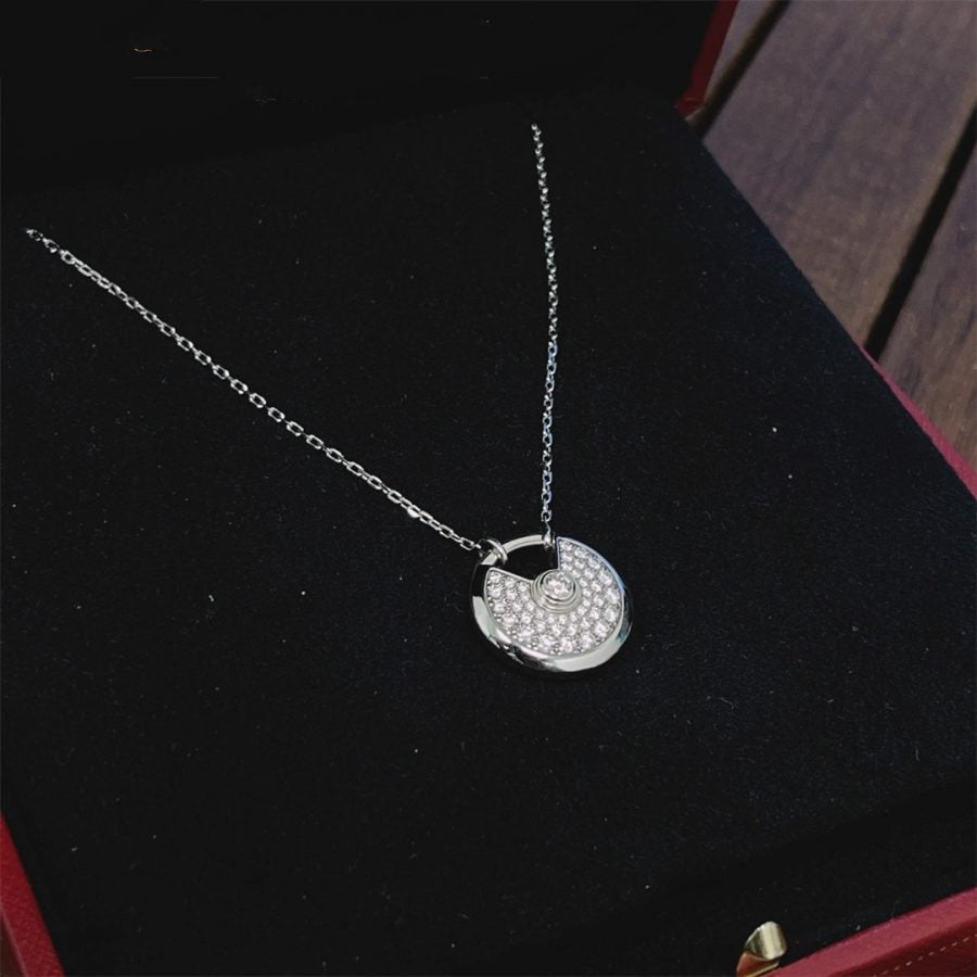 Pomuse AMULETTE SILVER FULL DIAMOND NECKLACE