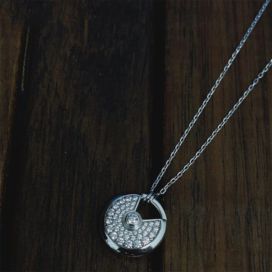 Pomuse AMULETTE SILVER FULL DIAMOND NECKLACE