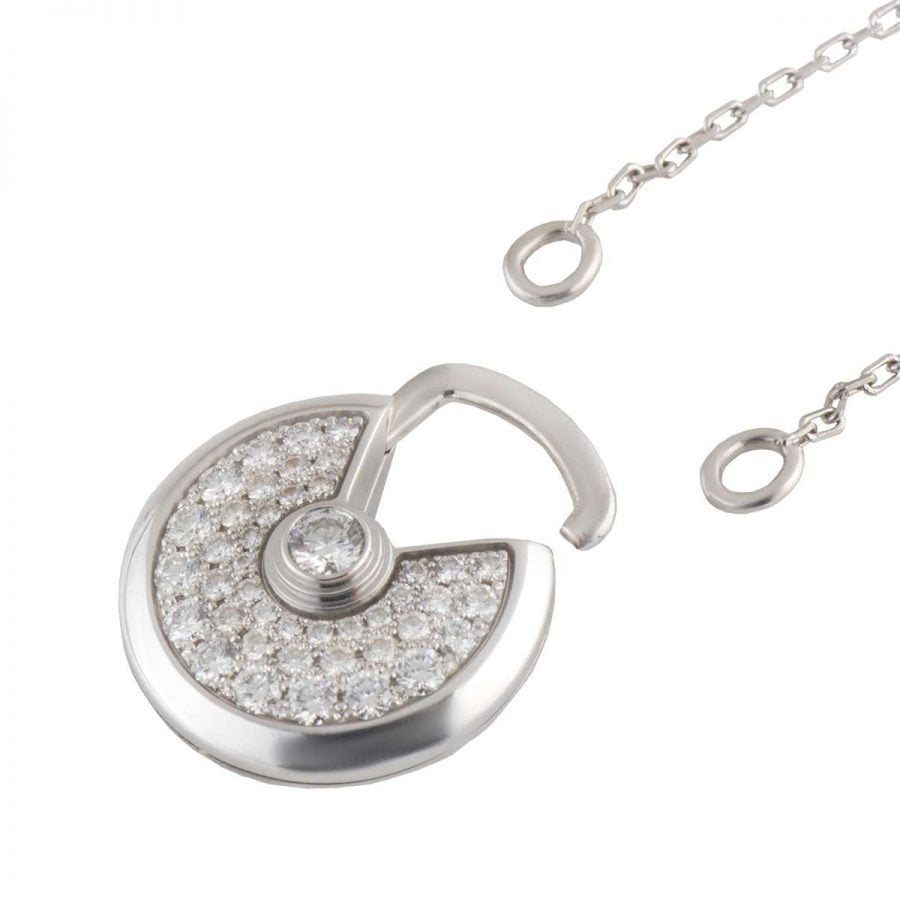 Pomuse AMULETTE SILVER FULL DIAMOND NECKLACE