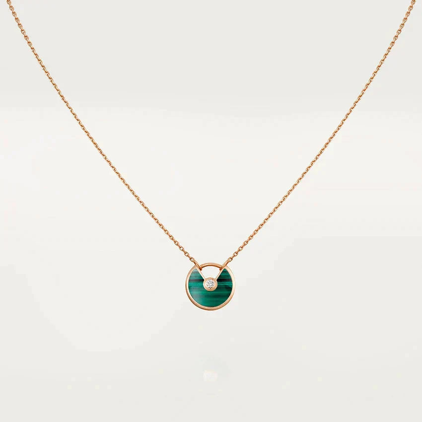 Pomuse AMULETTE ROSE GOLD MALACHITE NECKLACE