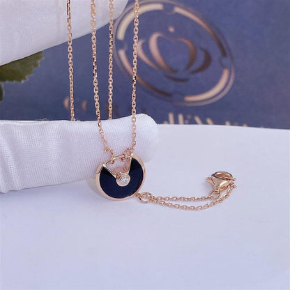 Pomuse AMULETTE ROSE GOLD ONYX NECKLACE