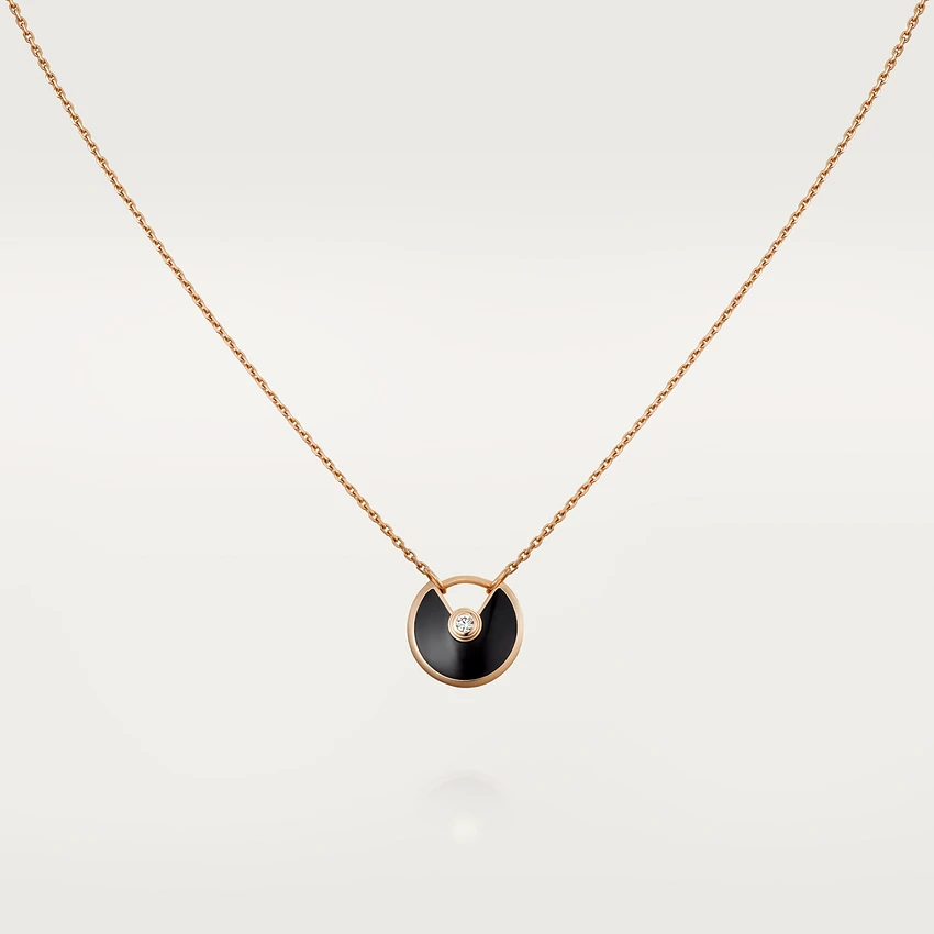 Pomuse AMULETTE ROSE GOLD ONYX NECKLACE