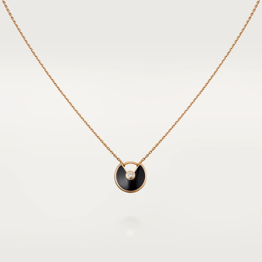 Pomuse AMULETTE ROSE GOLD ONYX NECKLACE