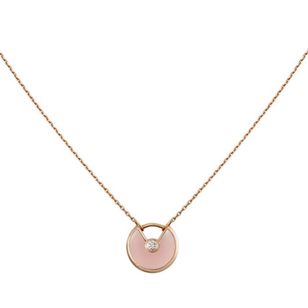 Pomuse AMULETTE ROSE GOLD PINK MOP NECKLACE