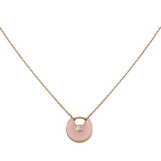 Pomuse AMULETTE ROSE GOLD PINK MOP NECKLACE