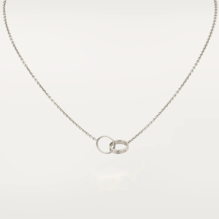 Pomuse LOVE NECKLACE PINK GOLD AND SILVER