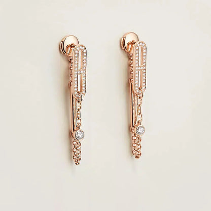 Pomuse CHAINE CHAOS DIAMOND DROP EARRINGS