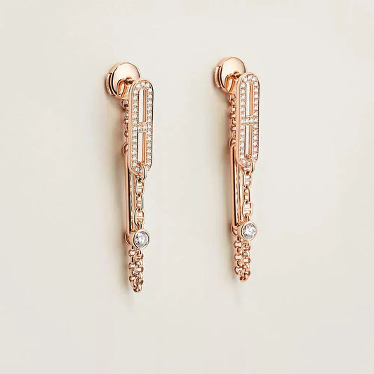 Pomuse CHAINE CHAOS DIAMOND DROP EARRINGS