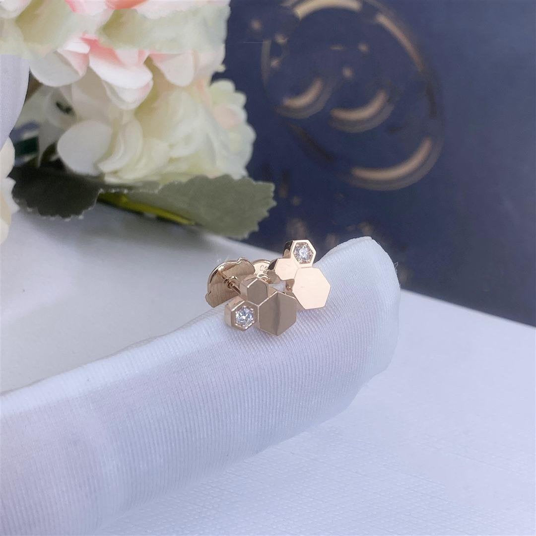 Pomuse BEE LOVE PINK GOLD DIAMOND EARRINGS