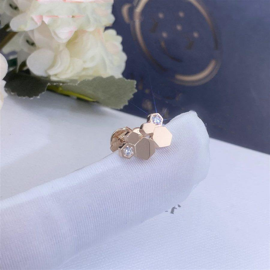 Pomuse BEE LOVE PINK GOLD DIAMOND EARRINGS