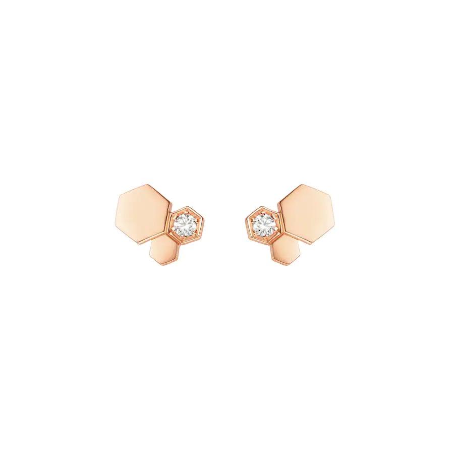Pomuse BEE LOVE PINK GOLD DIAMOND EARRINGS