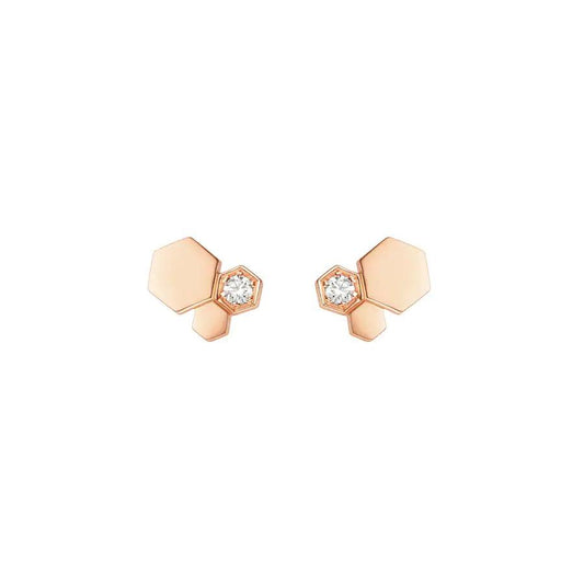 Pomuse BEE LOVE PINK GOLD DIAMOND EARRINGS