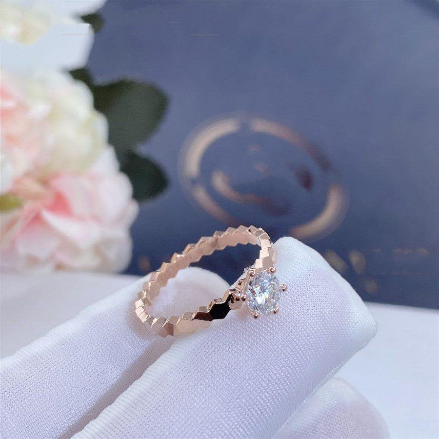 Pomuse BEE LOVE RING PINK GOLD 1 DIAMOND