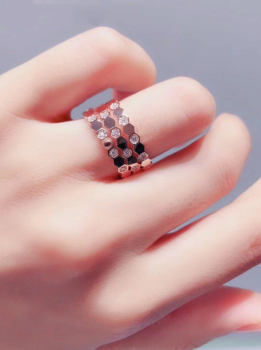 Pomuse BEE LOVE RING PINK GOLD DIAMOND