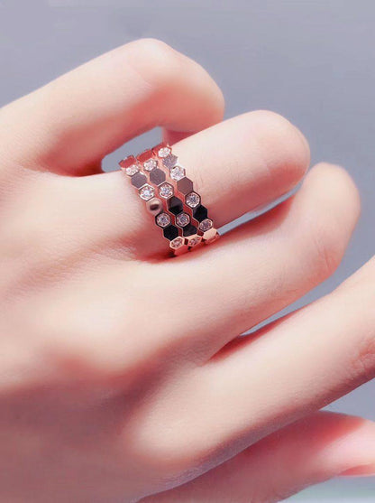 Pomuse BEE LOVE RING PINK GOLD DIAMOND