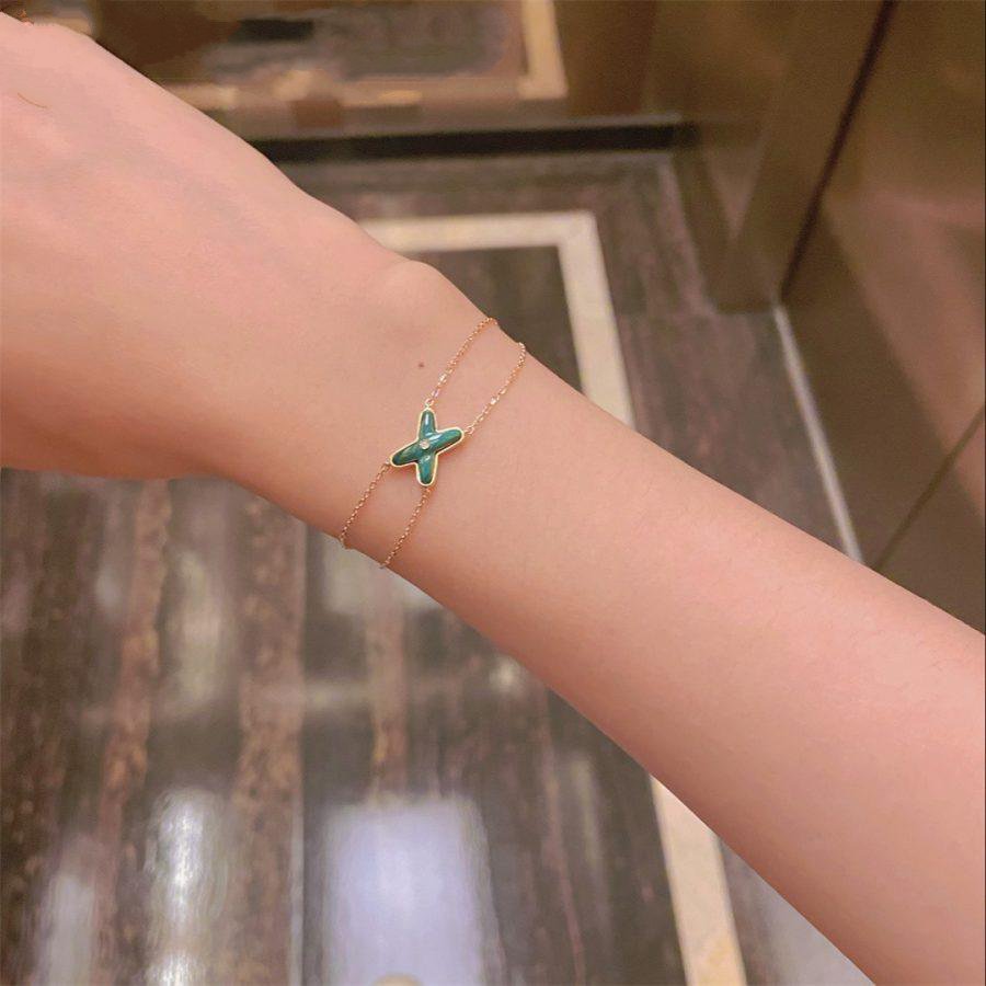 Pomuse JEUX BRACELET MALACHITE PINK GOLD 1 DIAMOND