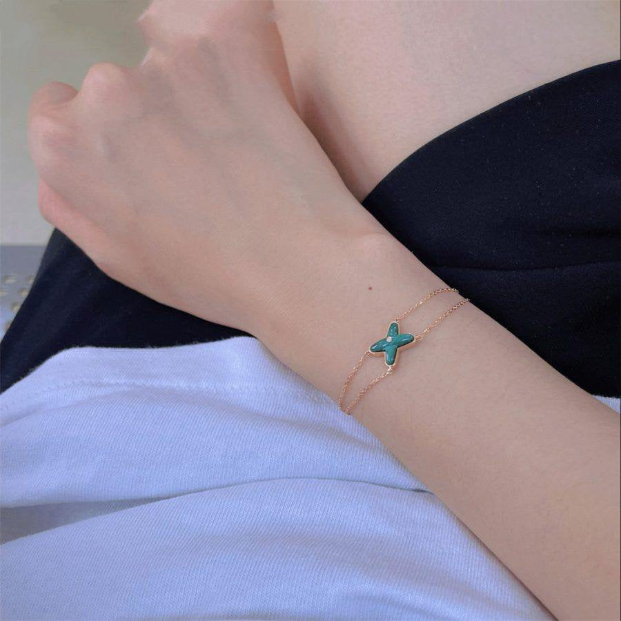 Pomuse JEUX BRACELET MALACHITE PINK GOLD 1 DIAMOND