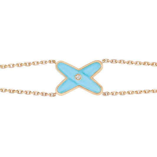 Pomuse JEUX BRACELET TURQUOISE PINK GOLD 1 DIAMOND