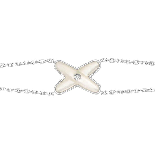 Pomuse JEUX BRACELET WHITE MOP SILVER 1 DIAMOND