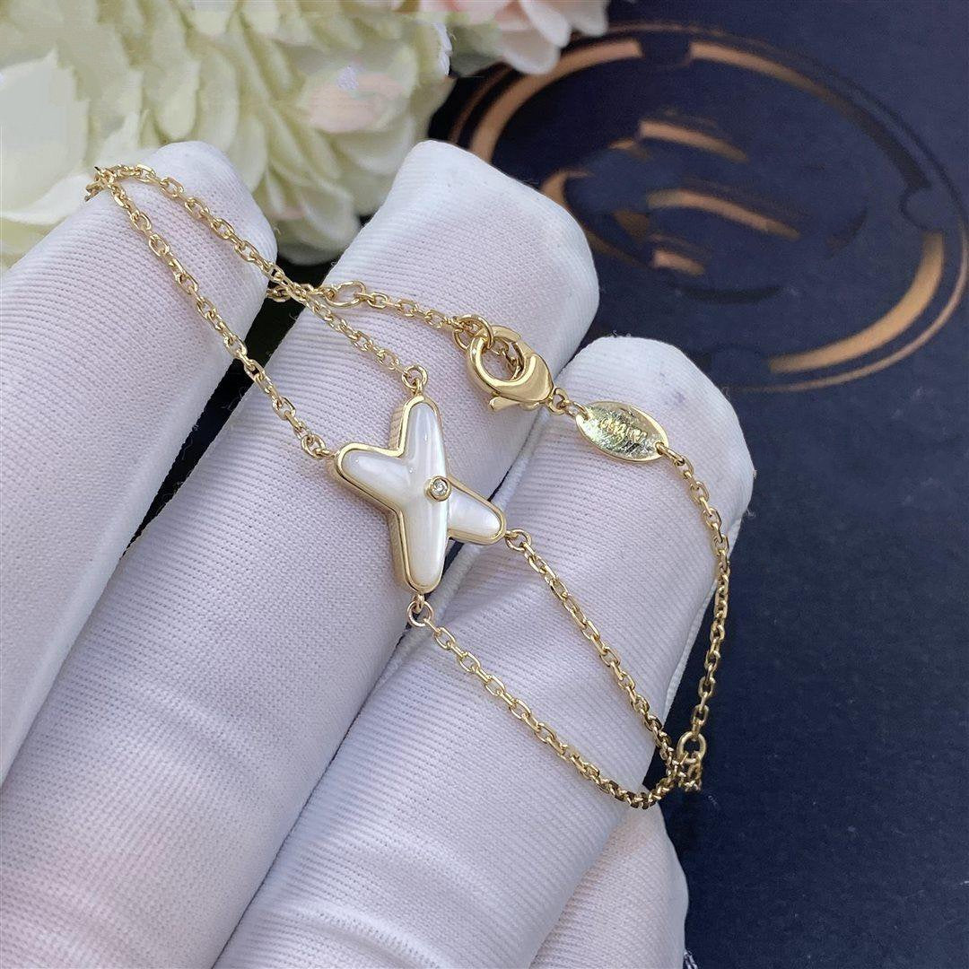 Pomuse JEUX BRACELET WHITE MOP GOLD 1 DIAMOND