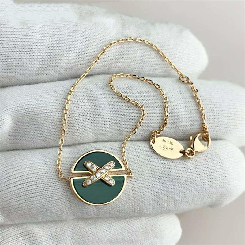 Pomuse JEUX DE BRACELET MALACHITE PINK GOLD DIAMONDS