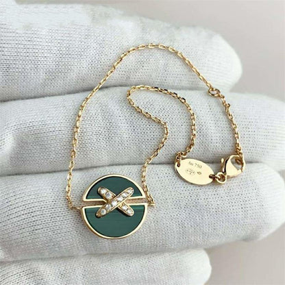 Pomuse JEUX DE BRACELET MALACHITE PINK GOLD DIAMONDS
